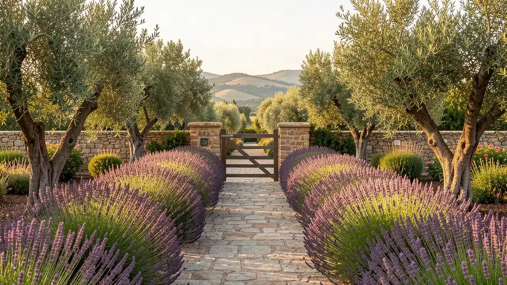 Allée de lavandes en bordure - Création de jardin Vert et Eau dans le Vaucluse